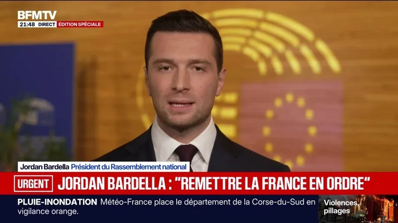 VIOLENCES DU 17 OCTOBRE: « IL FAUT UN SURSAUT PÉNAL », ESTIME JORDAN BARDELLA, PRÉSIDENT DU RASSEMBLEMENT NATIONAL