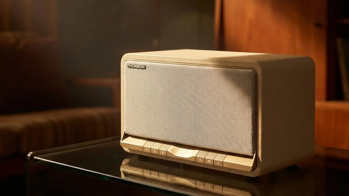 THOMSON WS560 : CETTE ENCEINTE BLUETOOTH RÉTRO À MOINS DE 120 € MISE TOUT SUR LE STYLE (ET UNE ENTRÉE POUR VOTRE PLATINE)