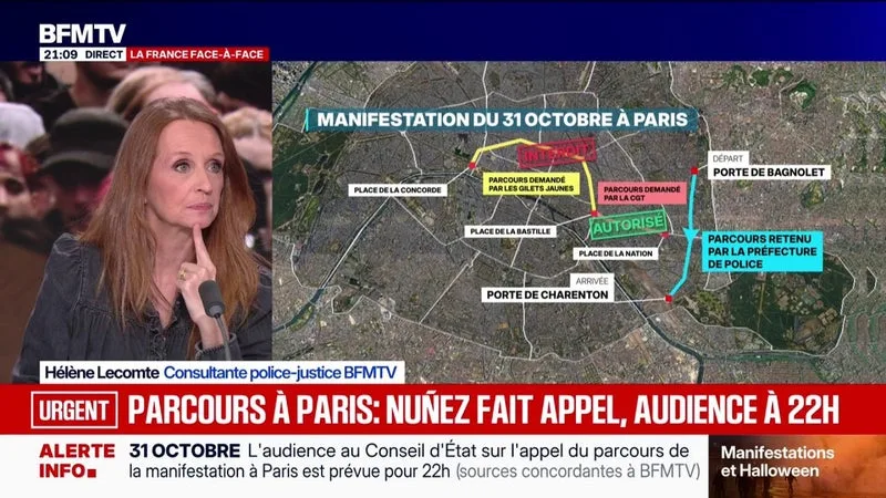 MANIFESTATION DU 31 OCTOBRE À PARIS: L’AUDIENCE D’APPEL EST PRÉVUE À 22H POUR DÉFINIR LE PARCOURS DE LA MARCHE DE SAMEDI