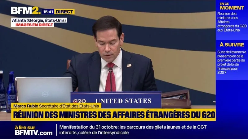 G20: MARCO RUBIO ALERTE SUR « UNE SÉRIE DE CRISES ÉCONOMIQUES ET GÉOPOLITIQUES » QUI REPRÉSENTENT DES « MENACES GRAVES »