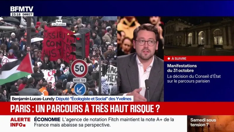 INCERTITUDE SUR LE PARCOURS DE LA MANIFESTATION PARISIENNE DU 31 OCTOBRE: POUR BENJAMIN LUCAS-LUNDY, DÉPUTÉ « ÉCOLOGISTE ET SOCIAL », « LE GOUVERNEMENT FAIT TOUT ÇA POUR QU’ON TOMBE DANS LE PIÈGE OÙ ON PARLE DE L’ANGLE SÉCURITAIRE »